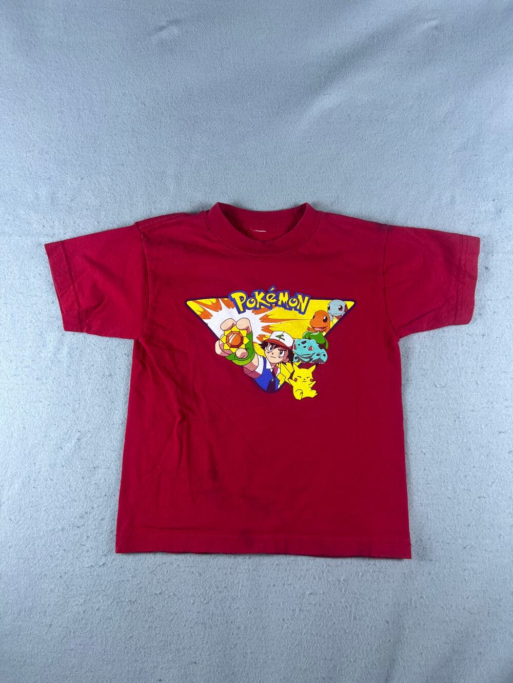 Vintage Pokemon Graphic Tee Kids 5 Years Red Ash Pikachu Anime T-Shirt